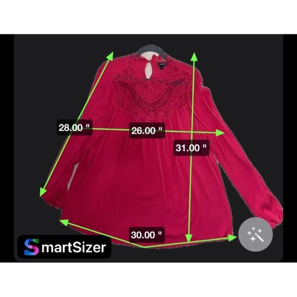 Torrid size 1(1X) pink lace appliqué feminine Boho keyhole back long sleeve top - Picture 8 of 8